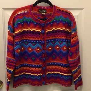 Lisa Nichols Vintage Crochet Sweater EUC BOHO